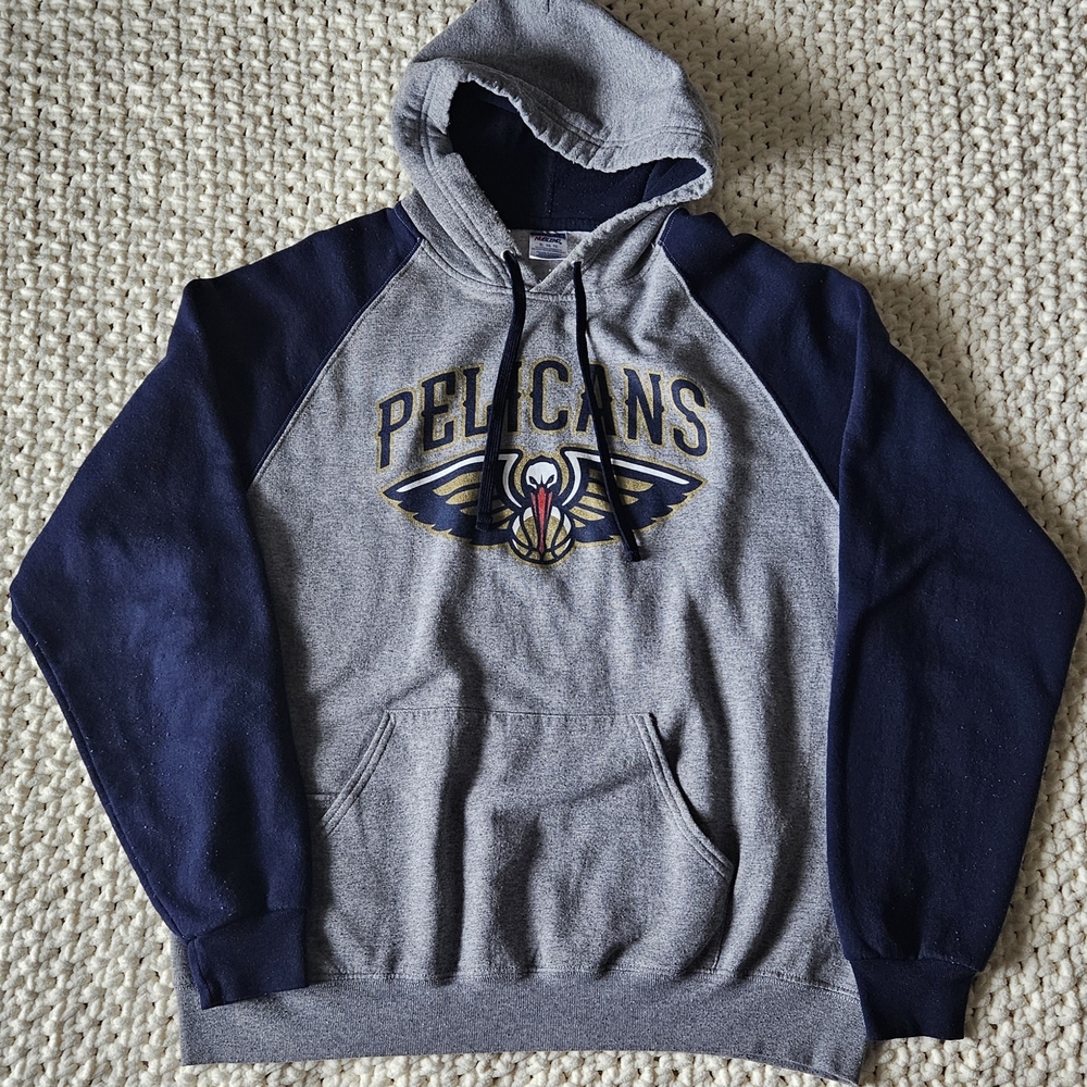 Jerzees Gray and Navy Pelicans Hoodie